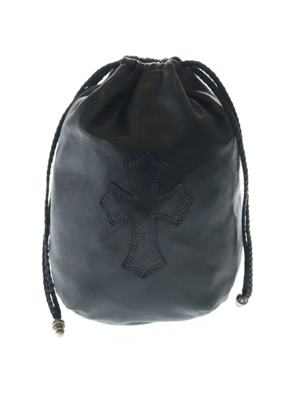 Chrome Hearts Drw Strng Sack Crs Patch Cross Drawstring Sac Leather Handbag